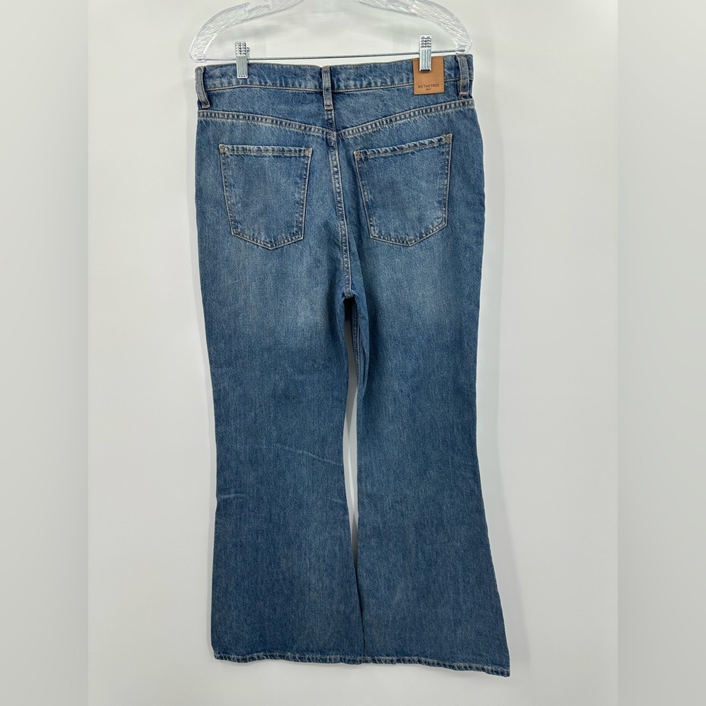 Free People Women's Dawn Flare Blue High Rise Button Fly Jeans Size 29 - Picture 2 of 5